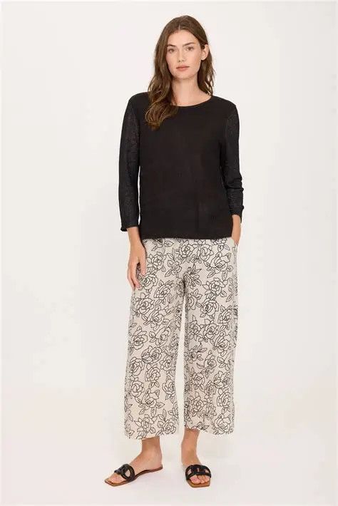PISTACHE Straight Leg Linen Pant, Color: Digital Rose, Size: XS