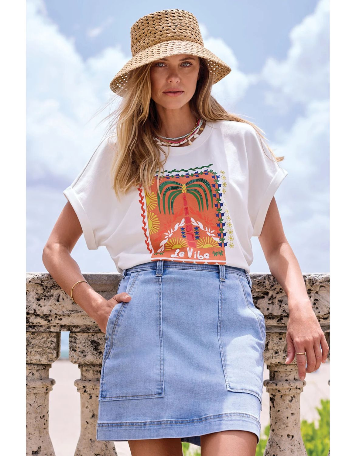 TRIBAL Audrey Pull On Denim Skort w/Patch Pockets, Color: Harbor, Size: 2