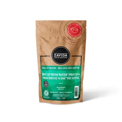 ZAVIDA - SWISS WATER BEANS  (DECAF) (12 OZ)