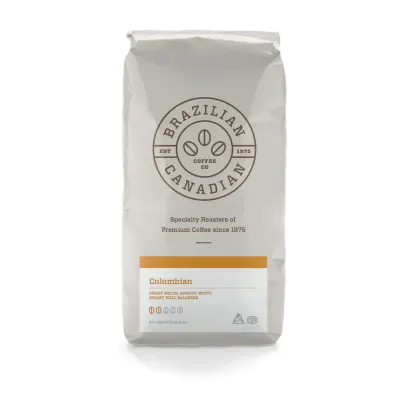 BRAZILIAN CANADIAN COFFEE - 100 % COLOMBIAN WHOLE BEANS (5 LBS)