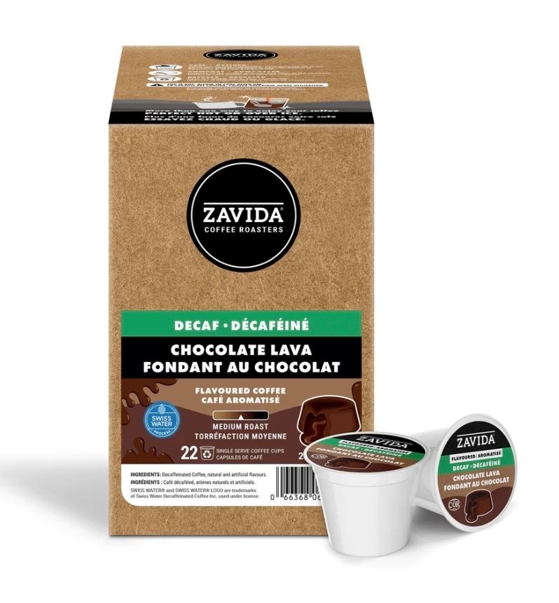 ZAVIDA - CHOCOLATE LAVA SWISS WATER DECAF K-CUPS 22