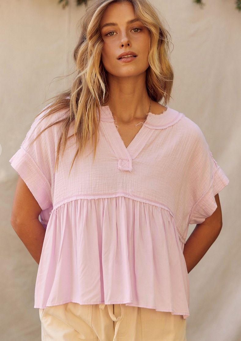 raw edge babydoll top