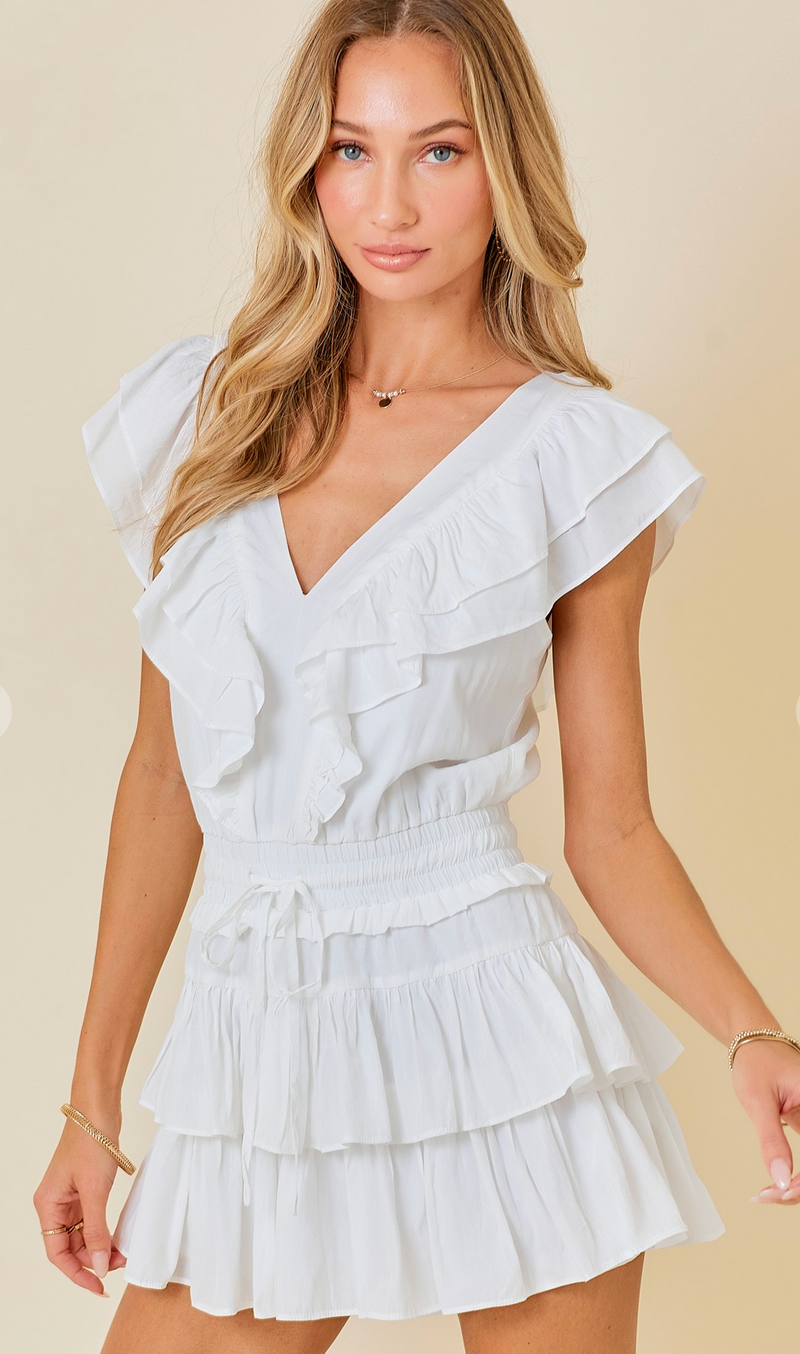 jenny ruffle romper- white