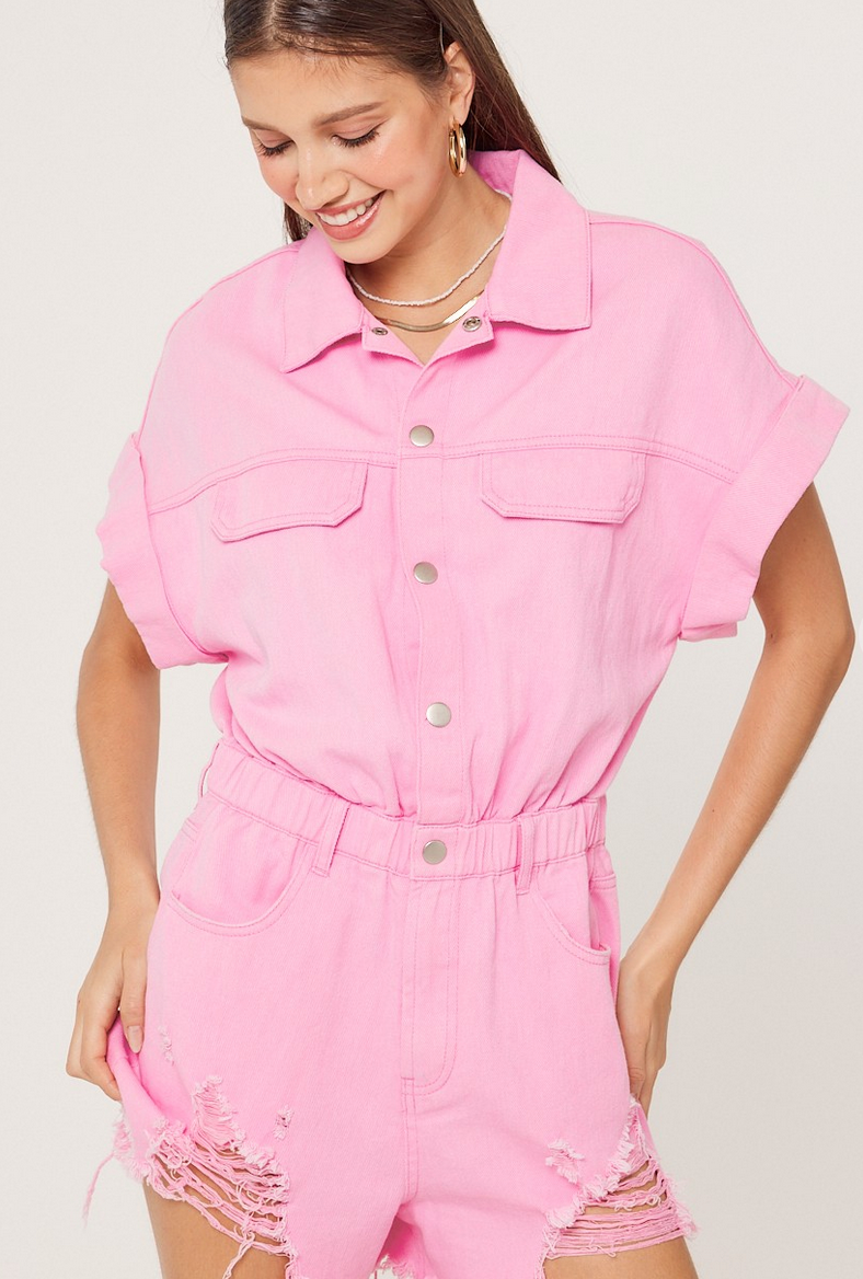 hassie romper- distressed denim