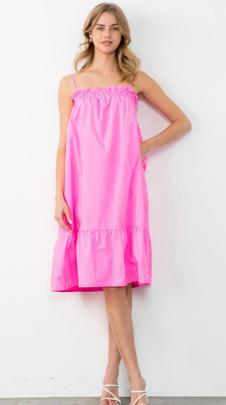 gracie midi dress- bright pink