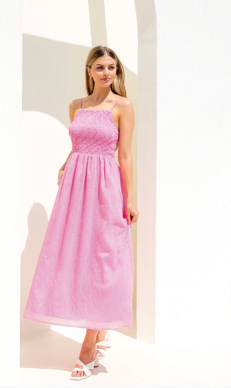 cici smocked dress- pink