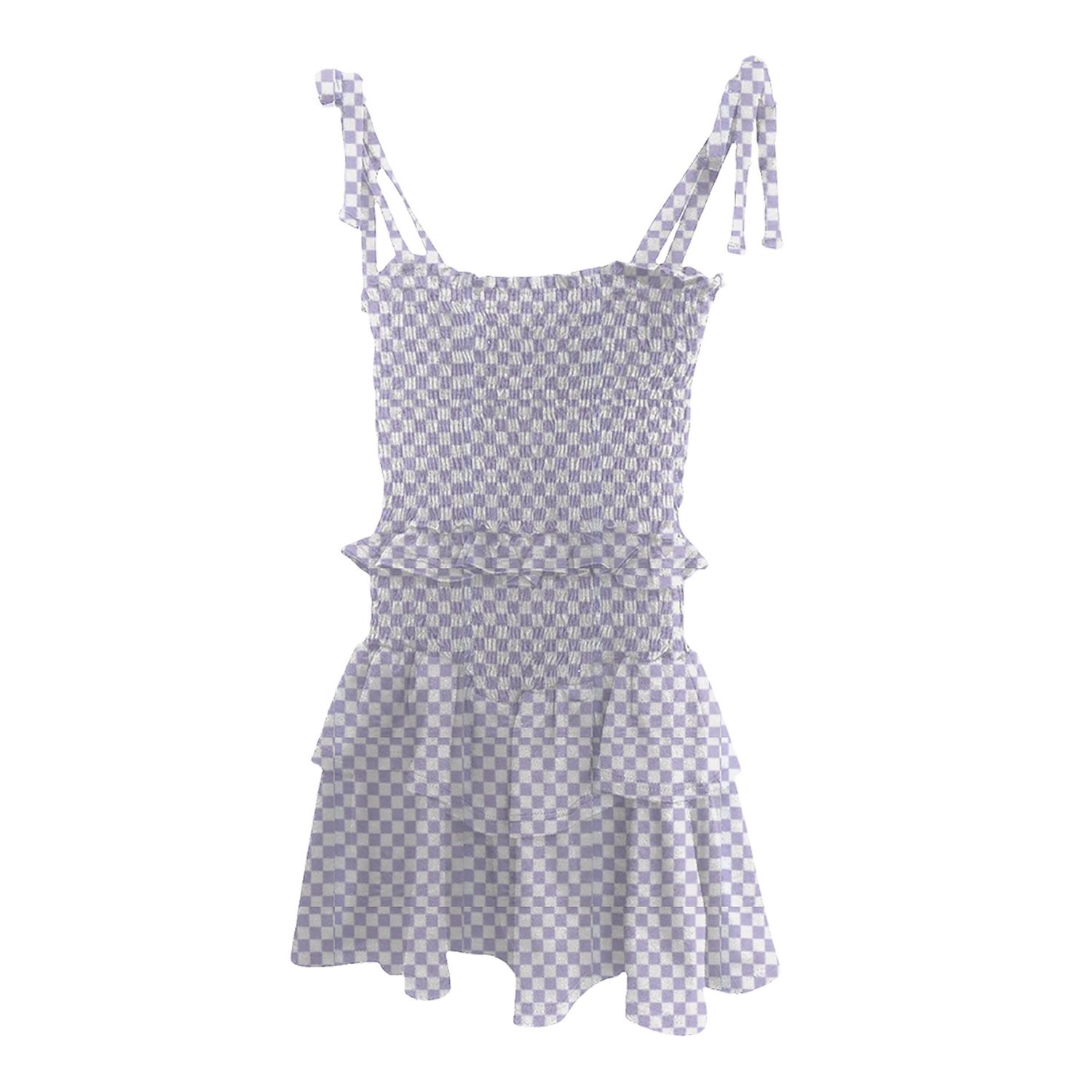 check print smock dress- lavender