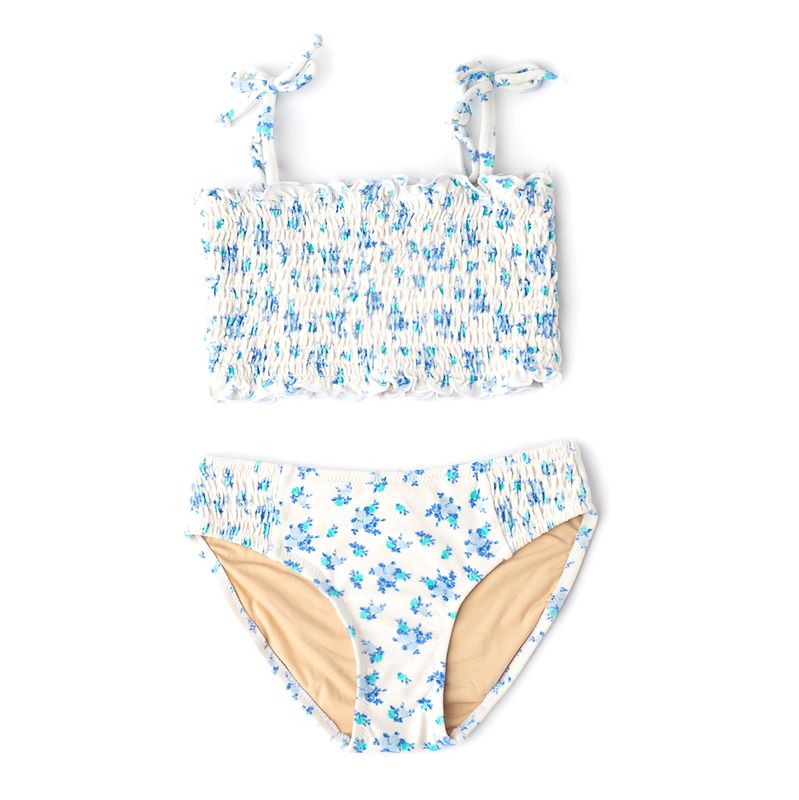 terry smock bikini- cottage rose blue