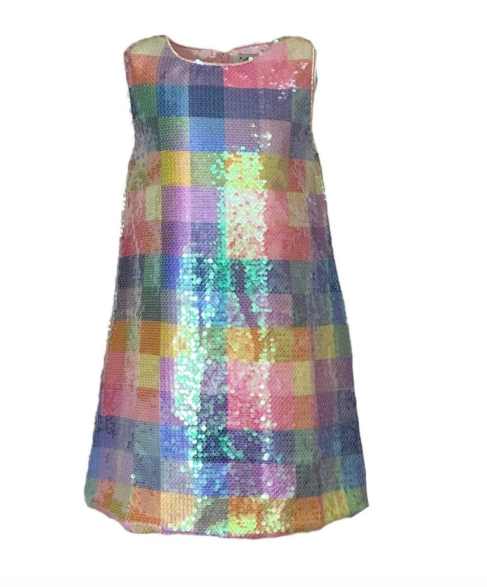sequin plaid pastel dress