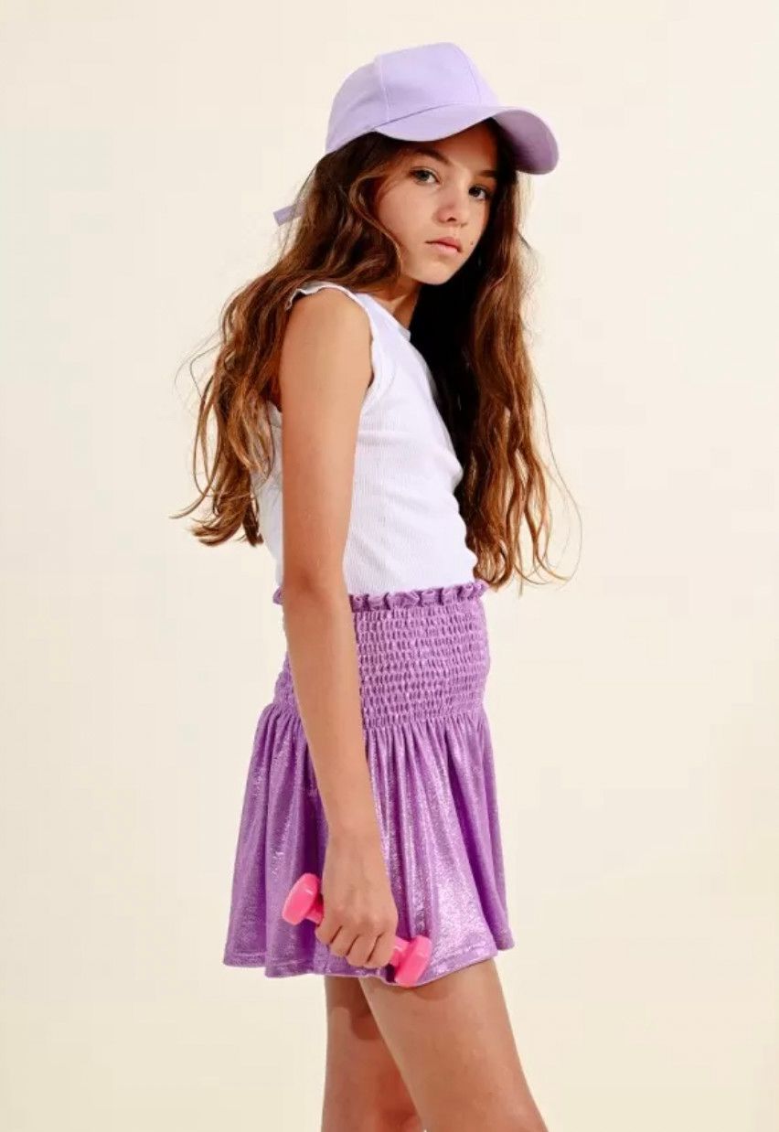 iridescent smock shorts- lilac