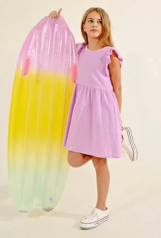 ruffle sleeve dress- lilac