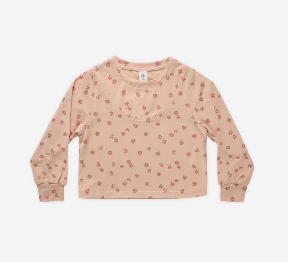 scoop long sleeve- pink daisy