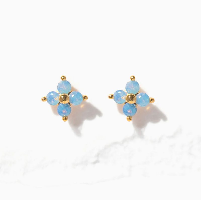 teeny tiny blue blossom studs