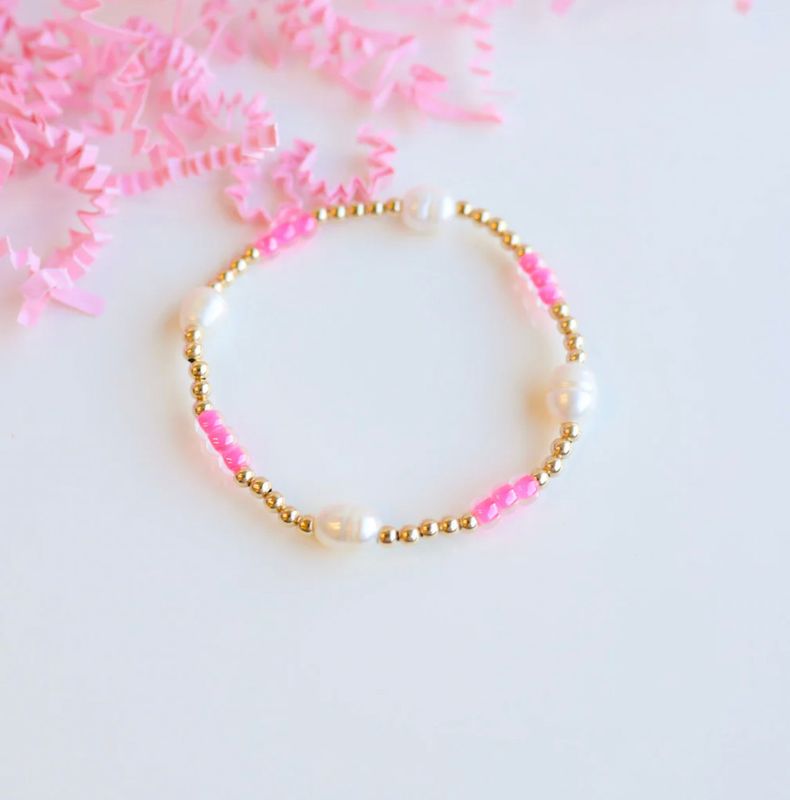 pearl poppi bracelet- hot pink
