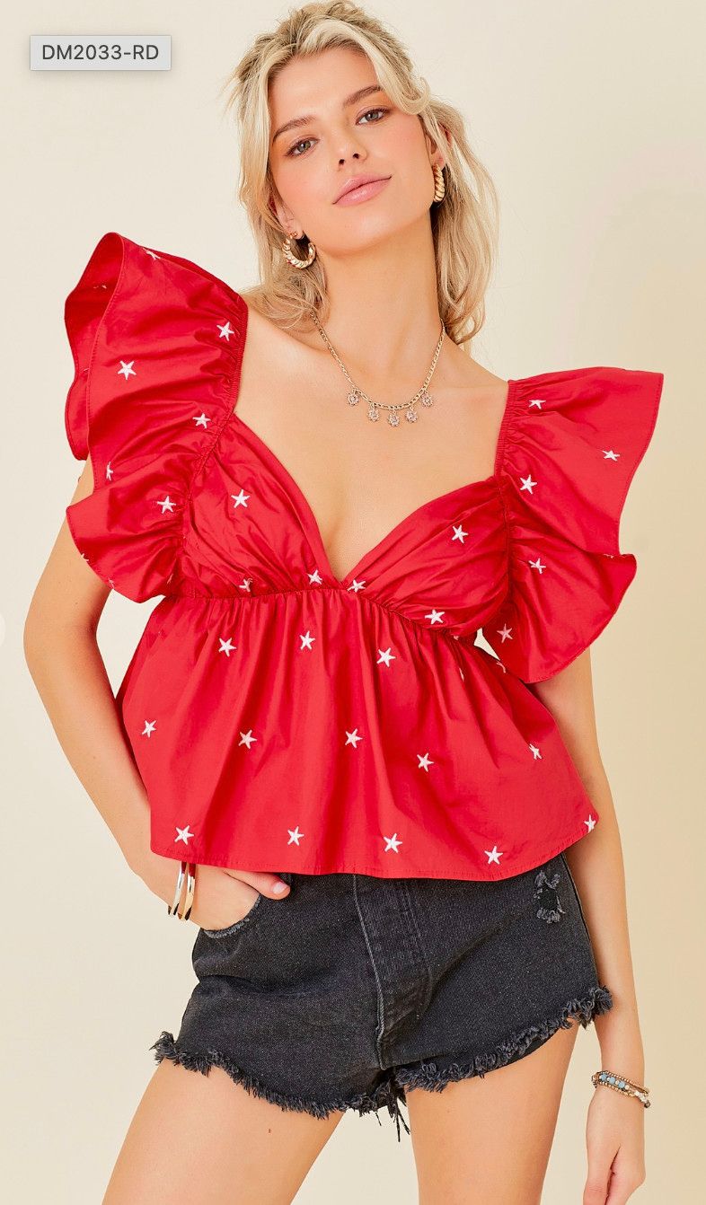 star spangled top- red
