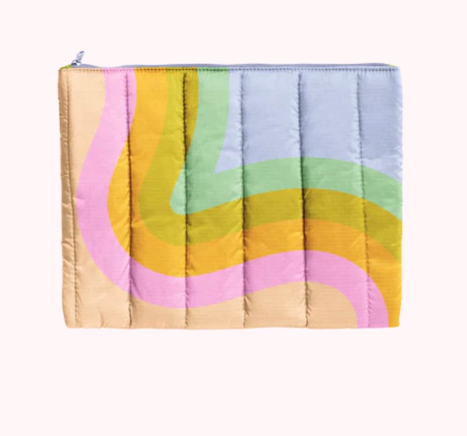 puffy thin bag- rainbow waves