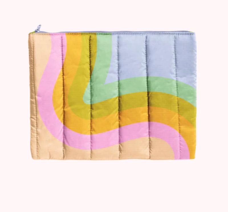 puffy thin bag- rainbow waves