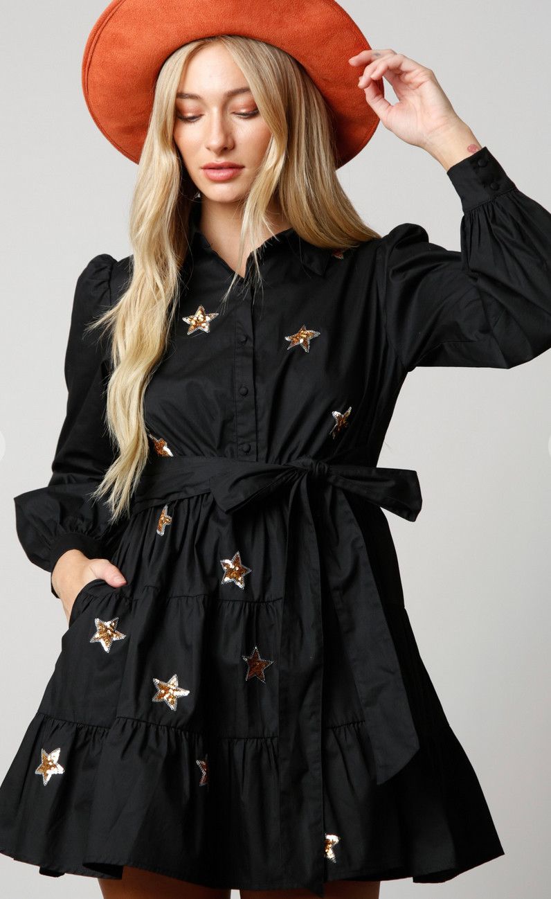 sara star button down dress