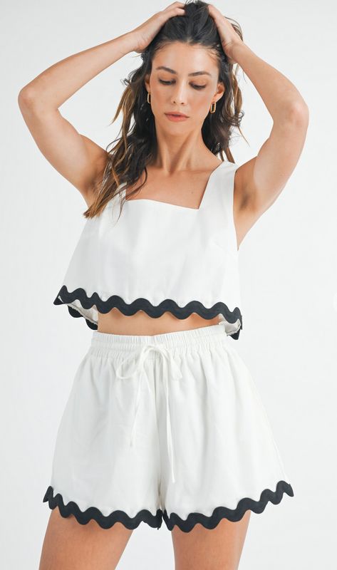 rickrack crop set- white