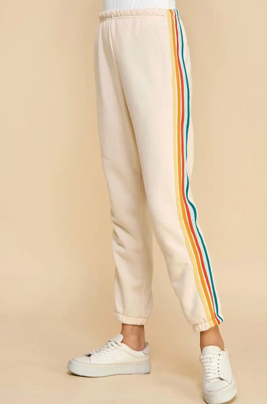 striped rainbow joggers