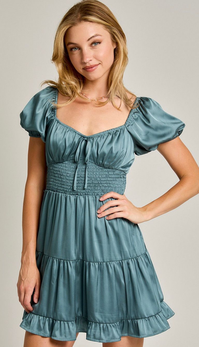 ilysm mini dress- dusty green
