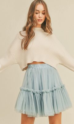 tulle mini skirt- dusty blue