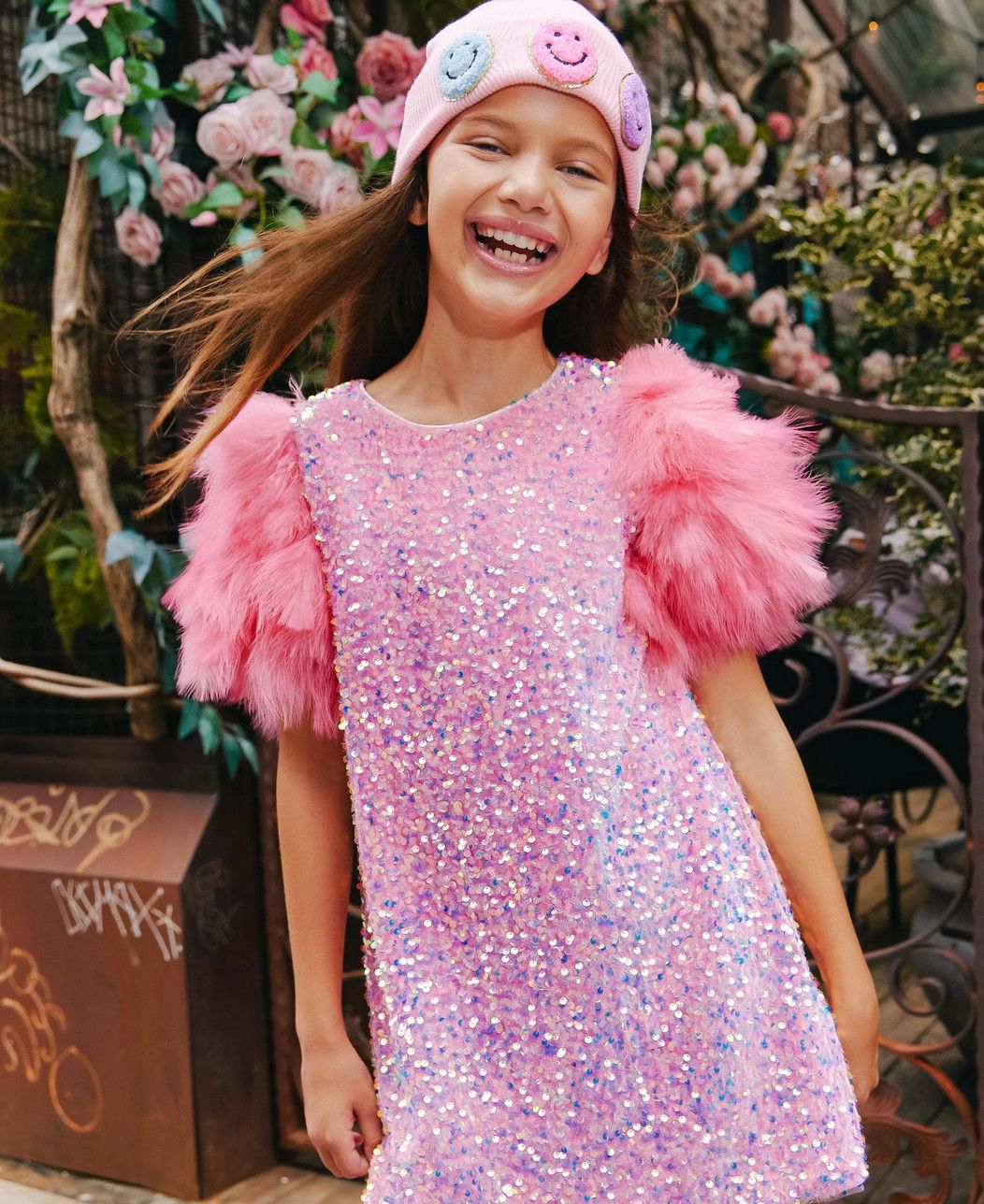rose feather party dress