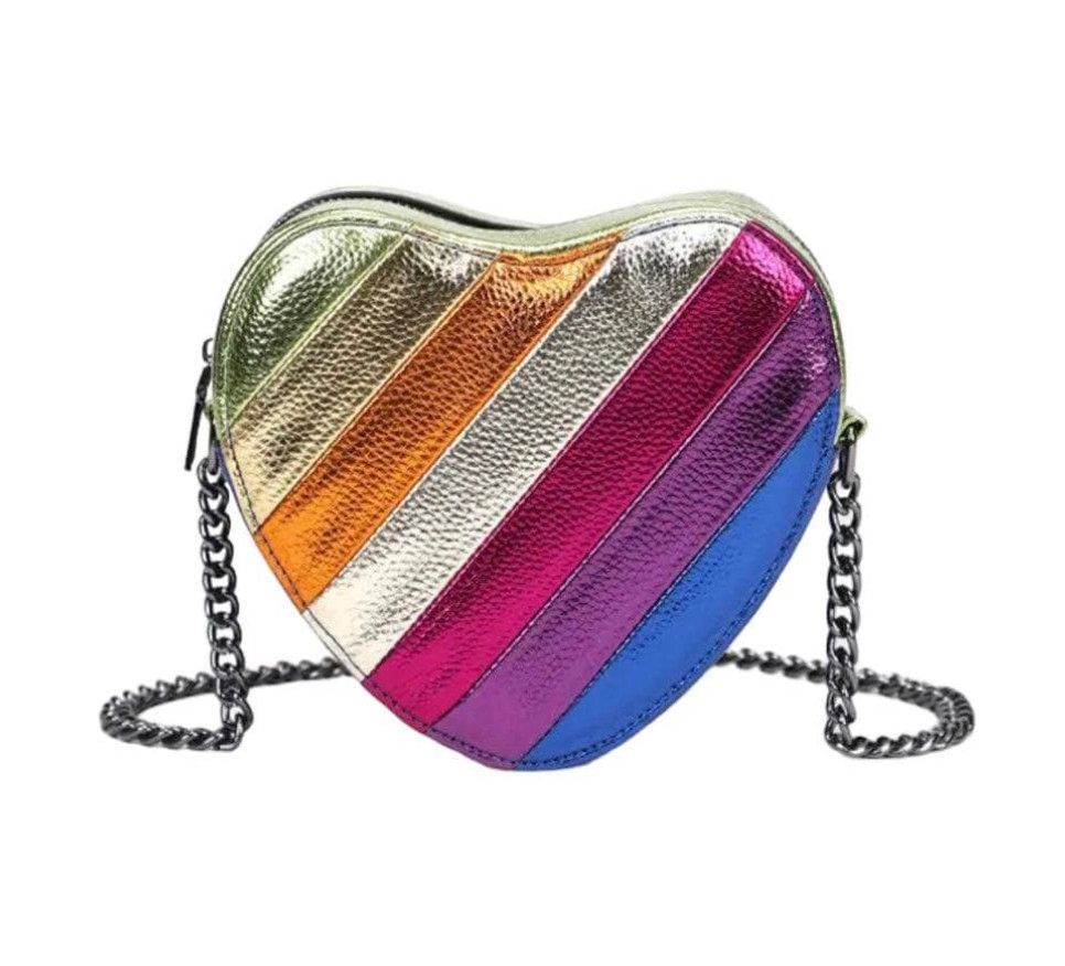 rainbow heart purse