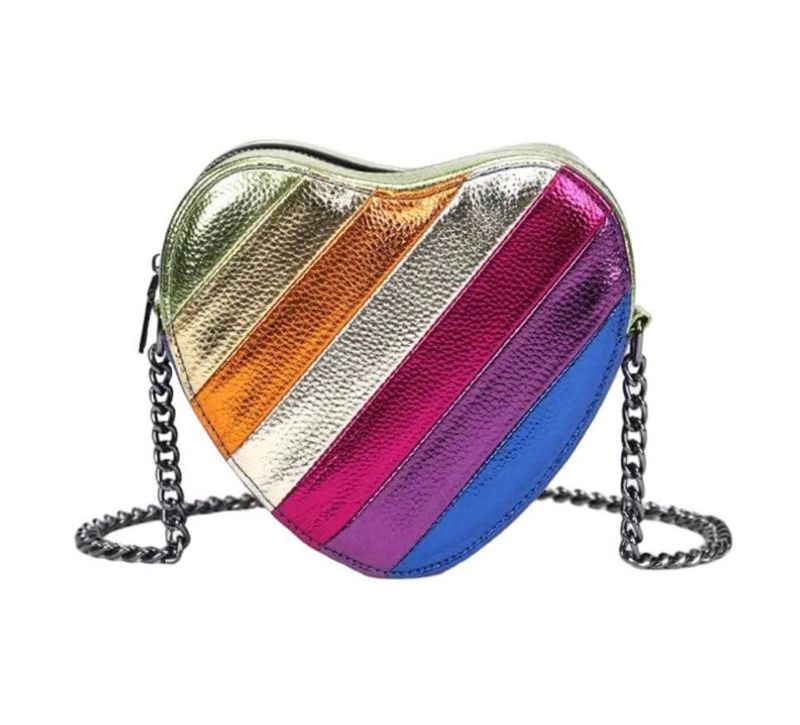 rainbow heart purse