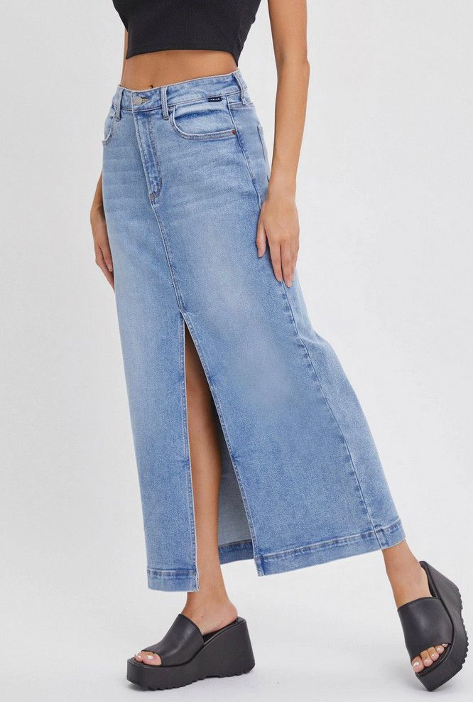 basic denim maxi skirt