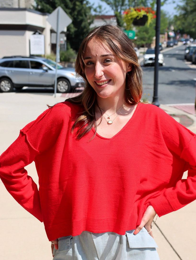 game day red lt sweater