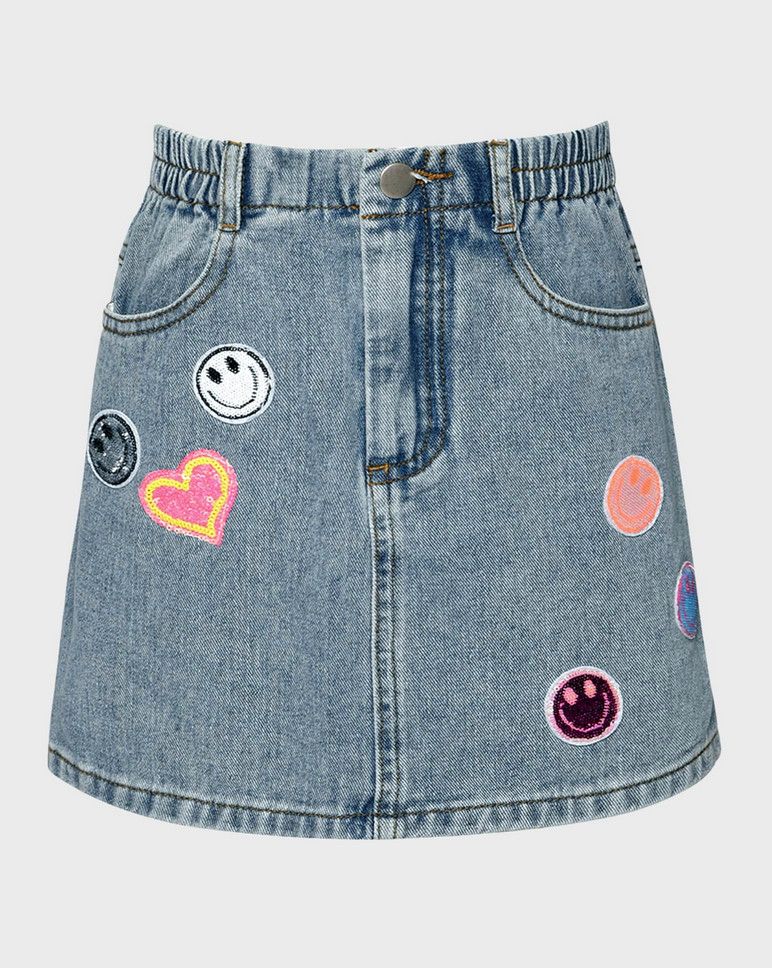 vintage jean skirt- patches