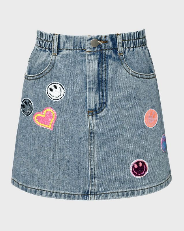 vintage jean skirt- patches