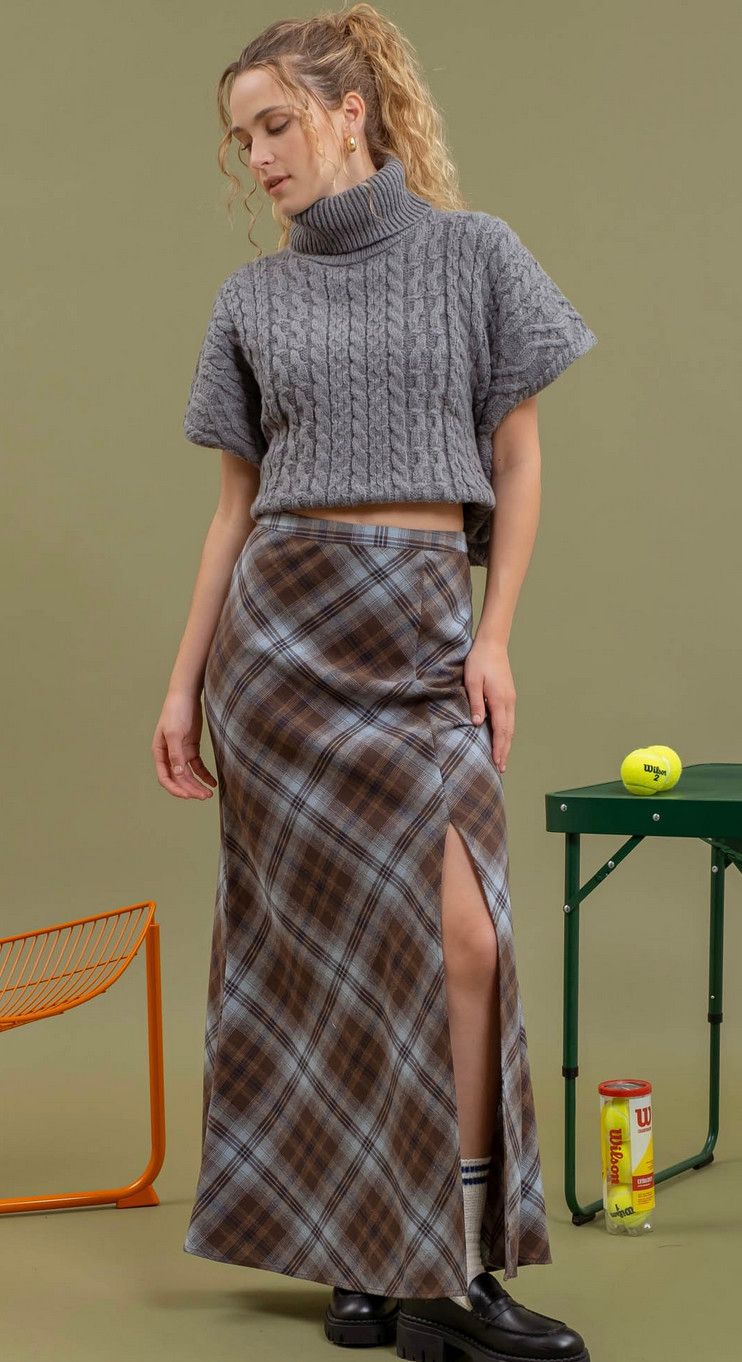 charlie maxi plaid skirt