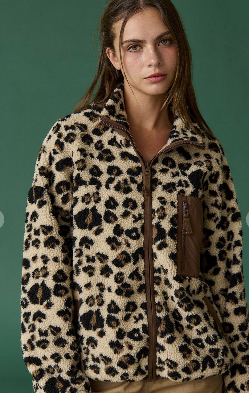 emery leopard fleece jacket