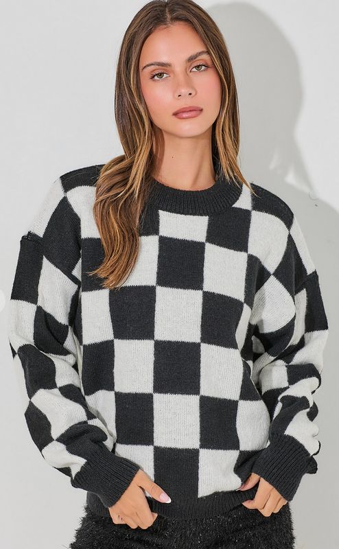 harper check sweater