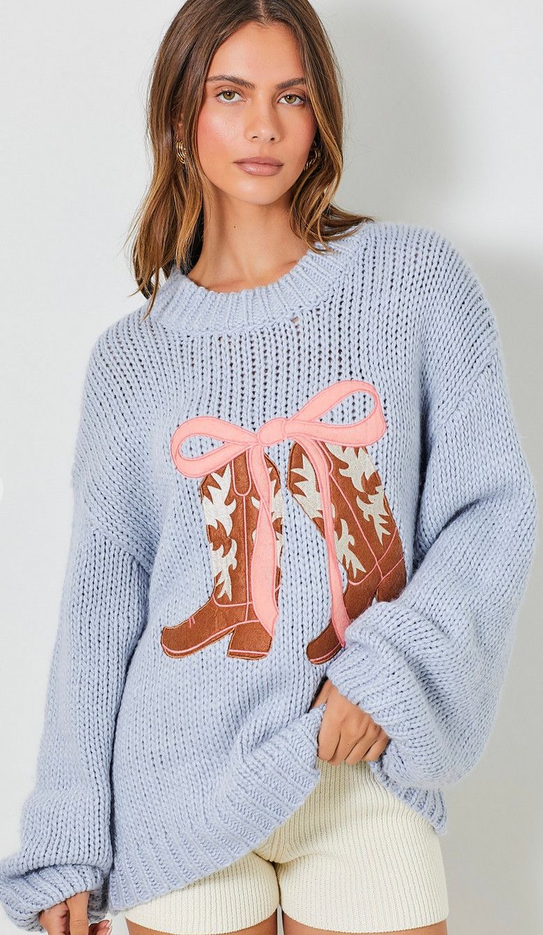 these boots...sweater- blue