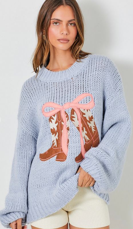 these boots...sweater- blue