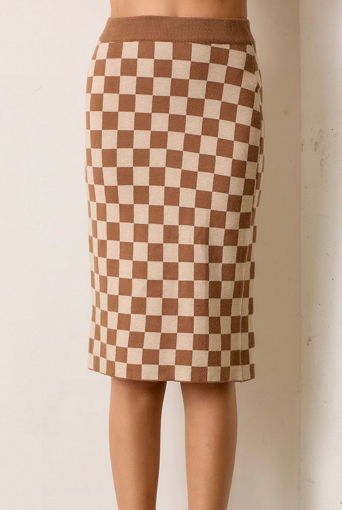grace check skirt- beige