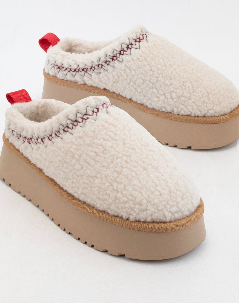 fuzzy platform slide- off white