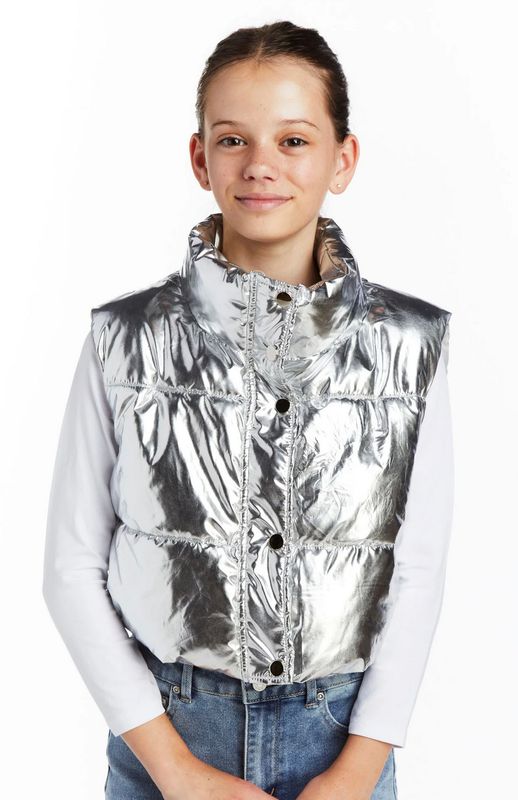 metallic puffer vest