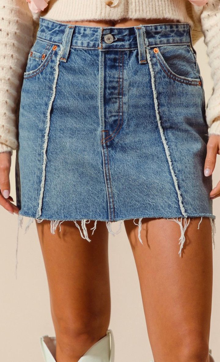 frayed denim mini