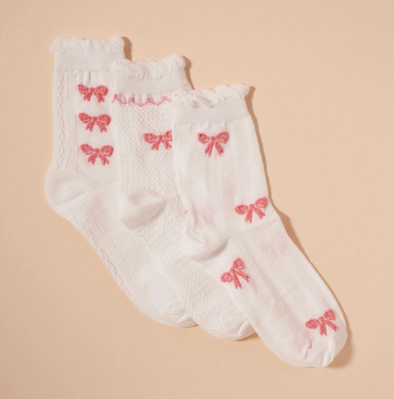 pink bow socks