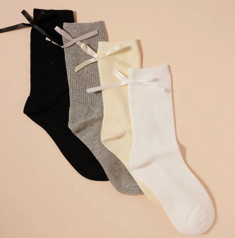 satin bow socks