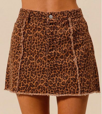 elle leopard mini skirt