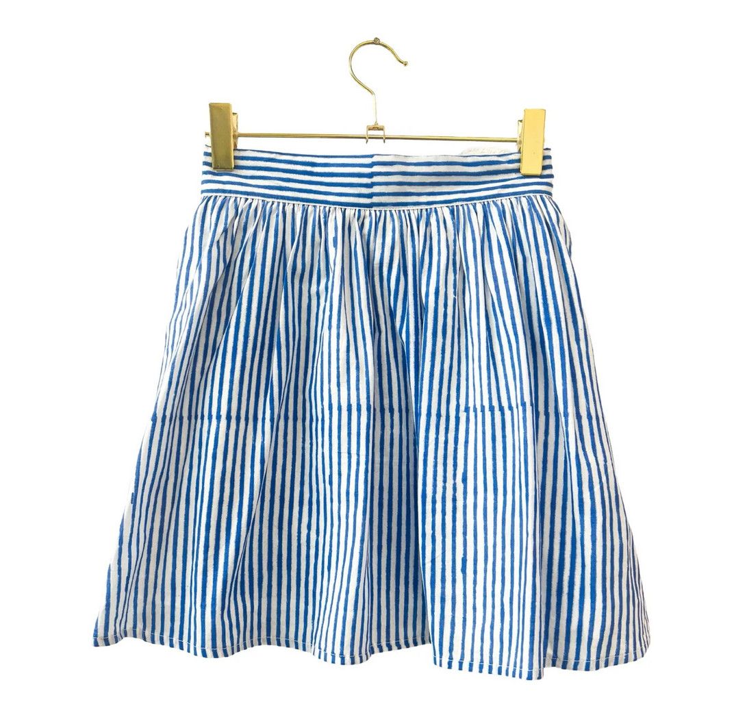 pinstripe mini skirt- blue