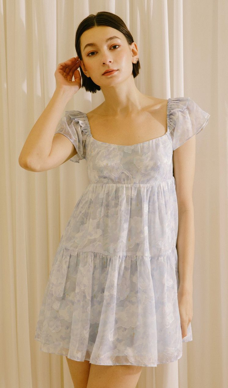 floral dream ruffle mini- blue