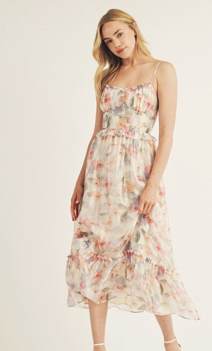 floral peplum midi dress