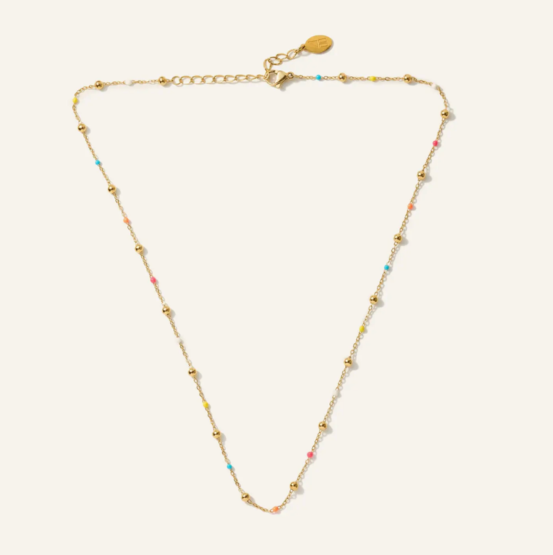 phoebe colorful gold ball necklace