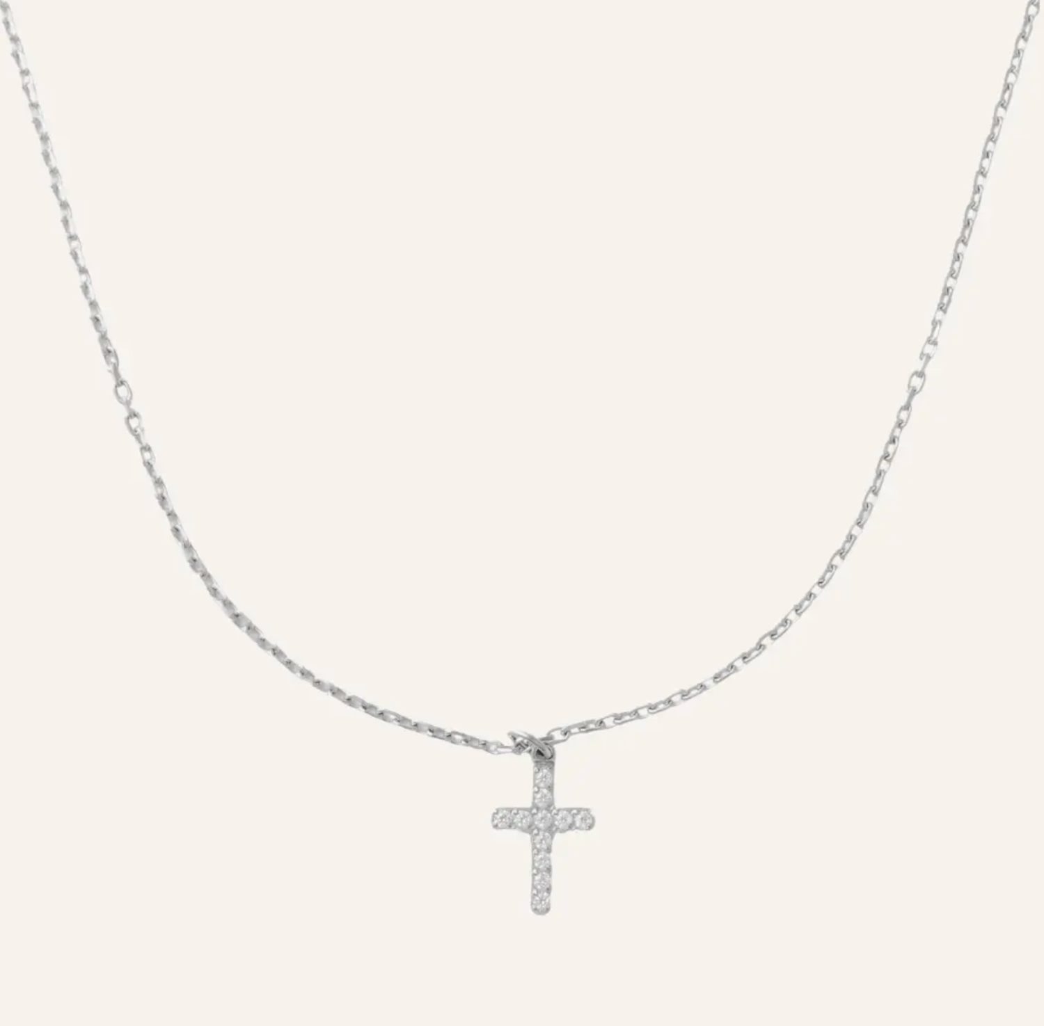 silver crystal cross necklace